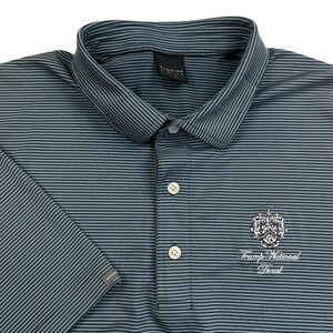 Trump National Doral Dunning Golf Polo Shirt Mens Large Blue Striped Stretch